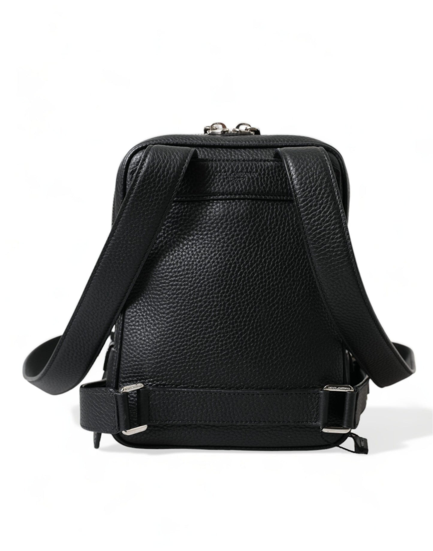 Dolce & Gabbana – Palermo-Rucksacktasche mit Logo aus schwarzem Kalbsleder