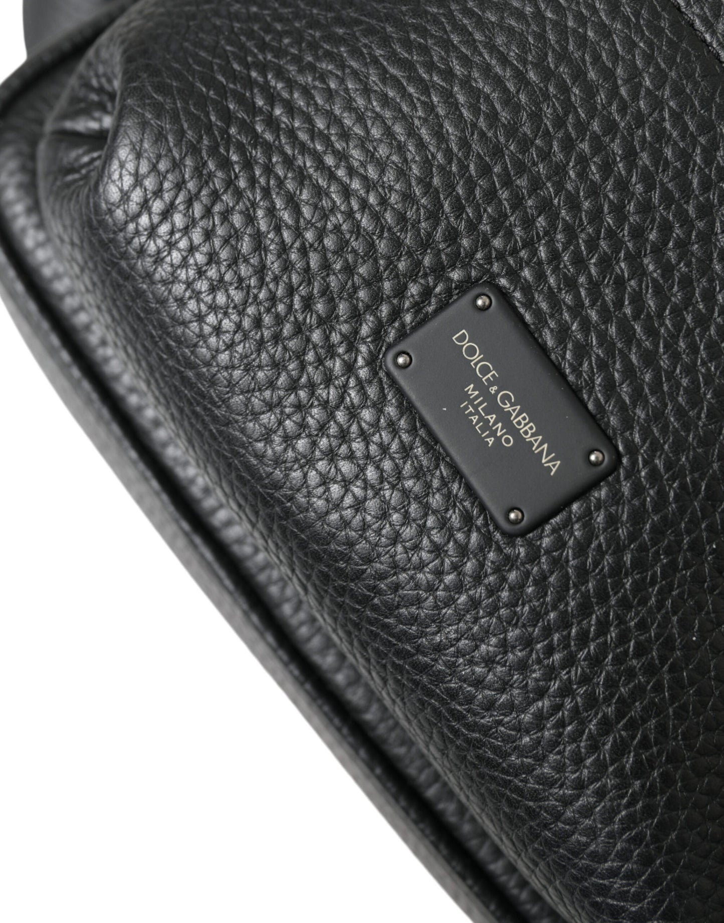 Dolce & Gabbana – Palermo-Rucksacktasche mit Logo aus schwarzem Kalbsleder