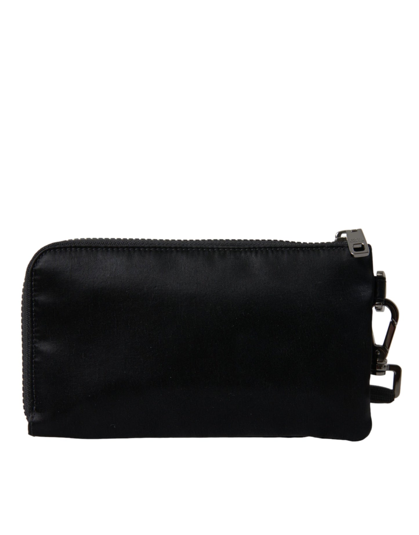 Dolce & Gabbana – Schwarze Clutch aus Nylon mit Schlüsselanhänger und Logo-Plakette