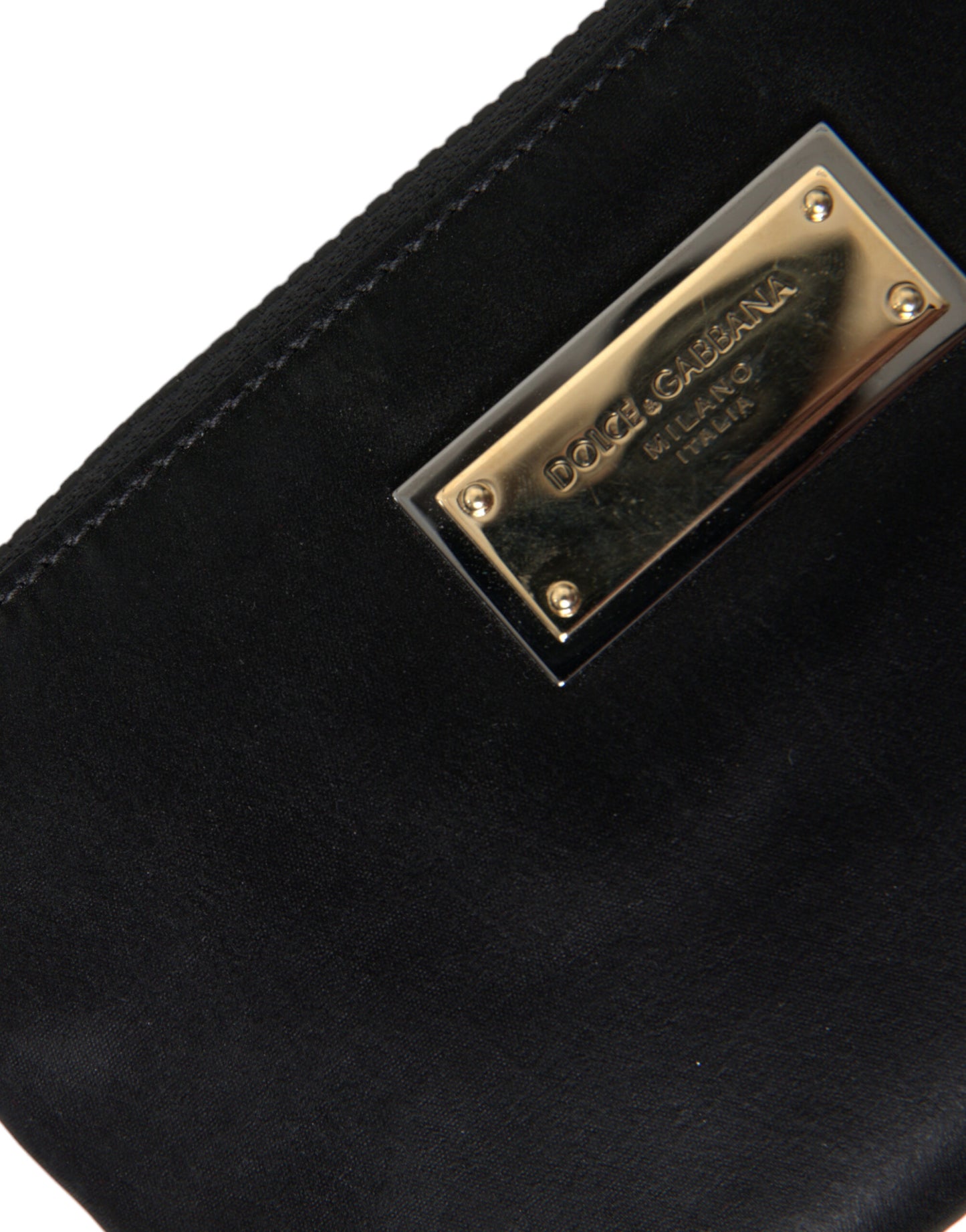 Dolce & Gabbana – Schwarze Clutch aus Nylon mit Schlüsselanhänger und Logo-Plakette