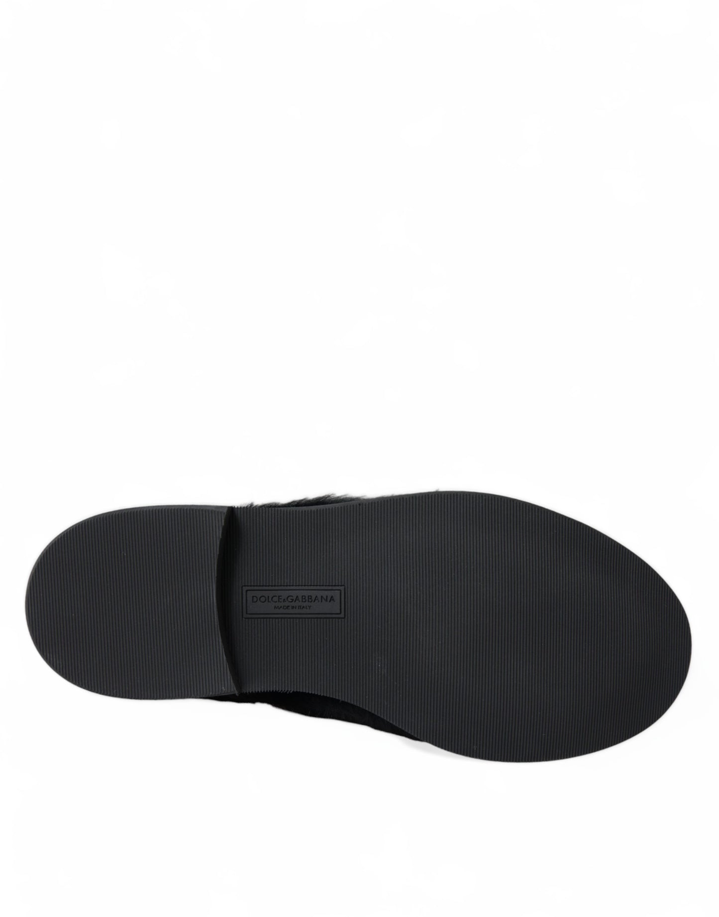 Dolce & Gabbana – Derby-Schuhe mit Schnürung aus schwarzem Pelz und Leder