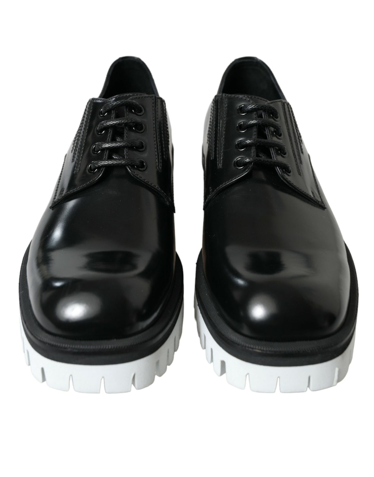 Dolce & Gabbana – Derby-Schnürschuhe aus schwarzem und weißem Leder