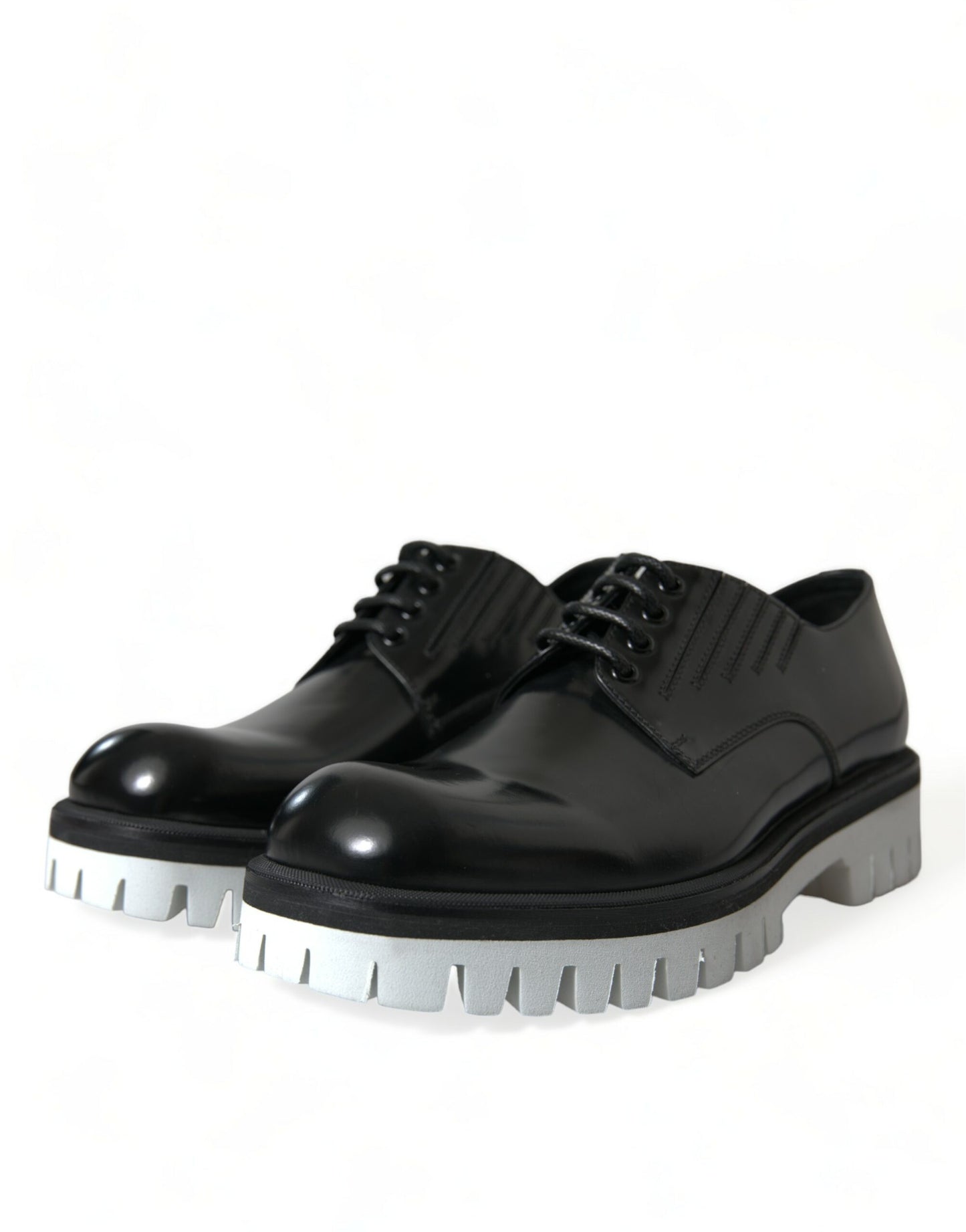 Dolce & Gabbana – Derby-Schnürschuhe aus schwarzem und weißem Leder