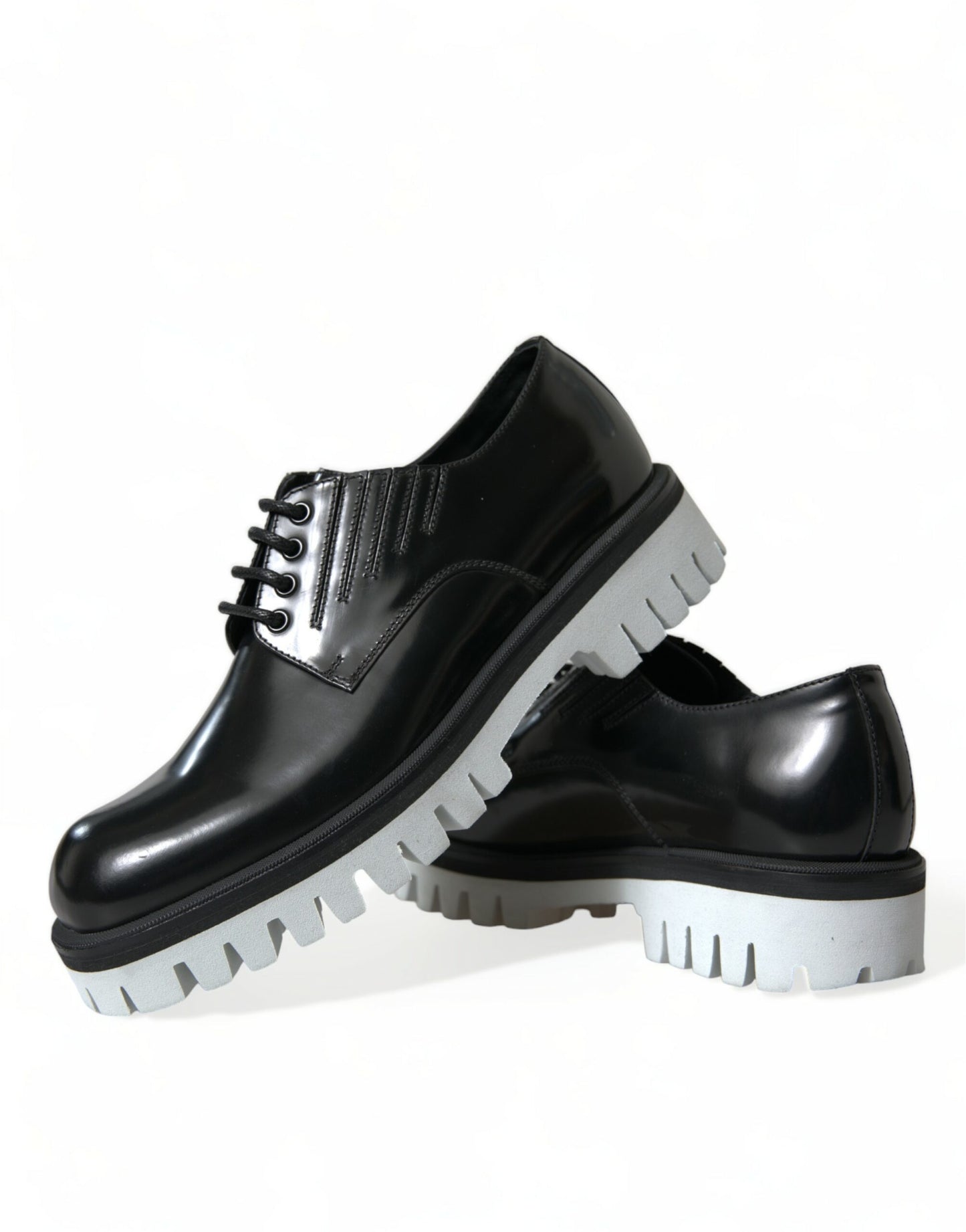 Dolce & Gabbana – Derby-Schnürschuhe aus schwarzem und weißem Leder