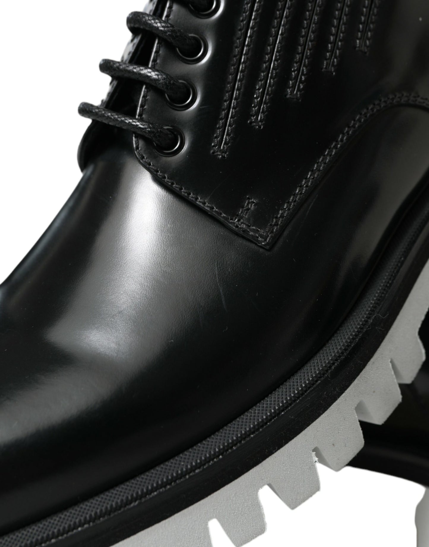 Dolce & Gabbana – Derby-Schnürschuhe aus schwarzem und weißem Leder