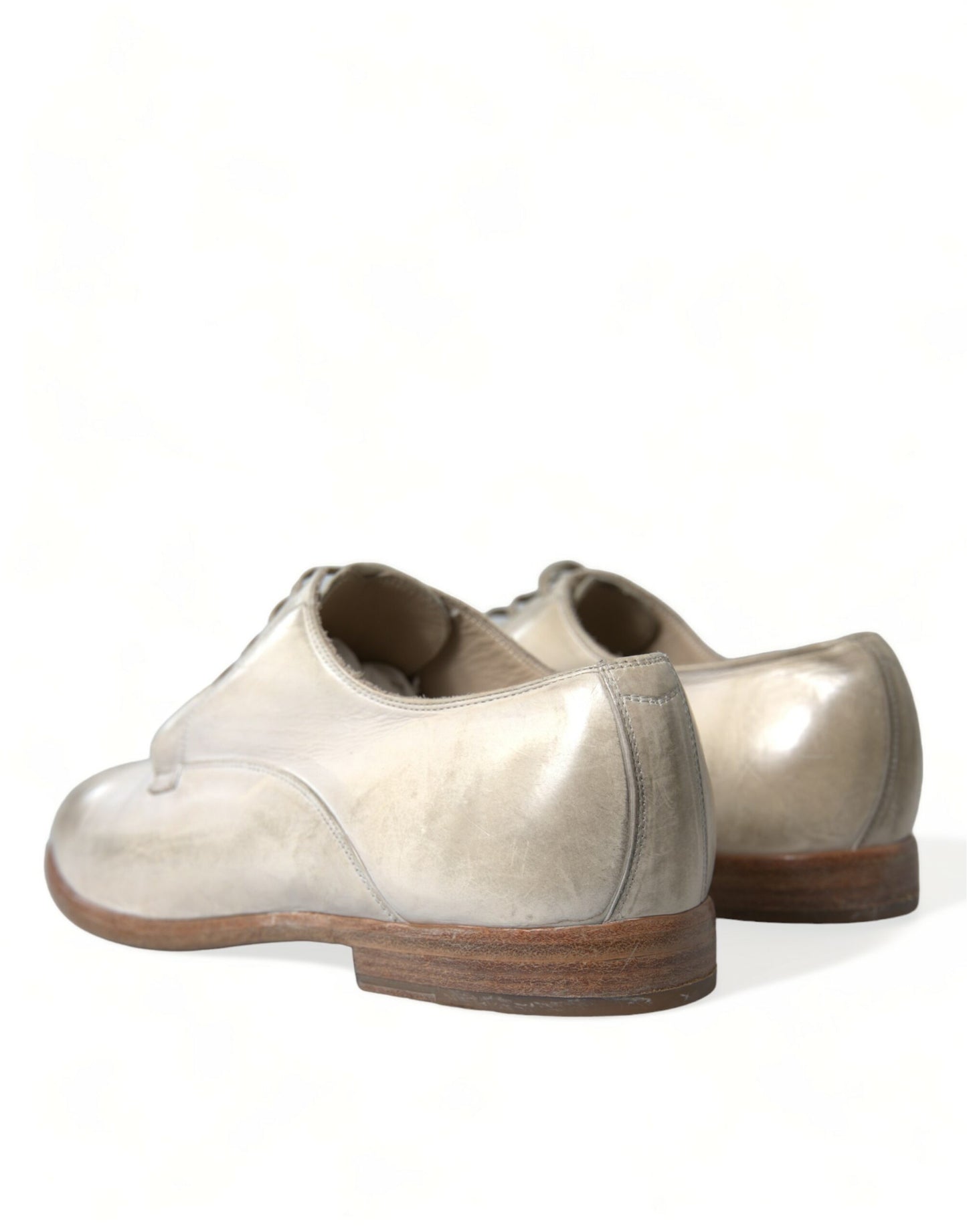 Dolce & Gabbana – Weiße Derby-Schuhe aus Distressed-Leder