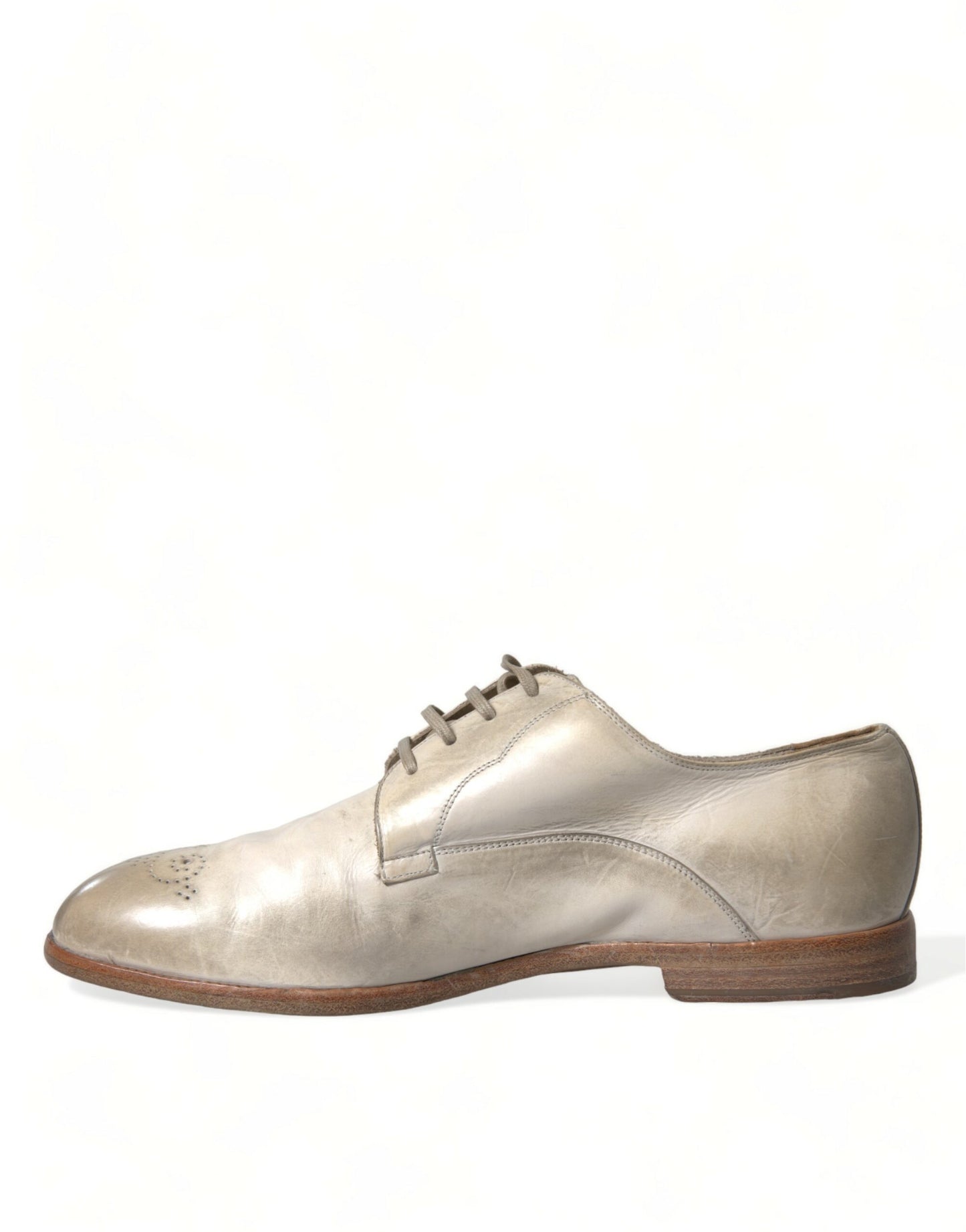Dolce & Gabbana – Weiße Derby-Schuhe aus Distressed-Leder