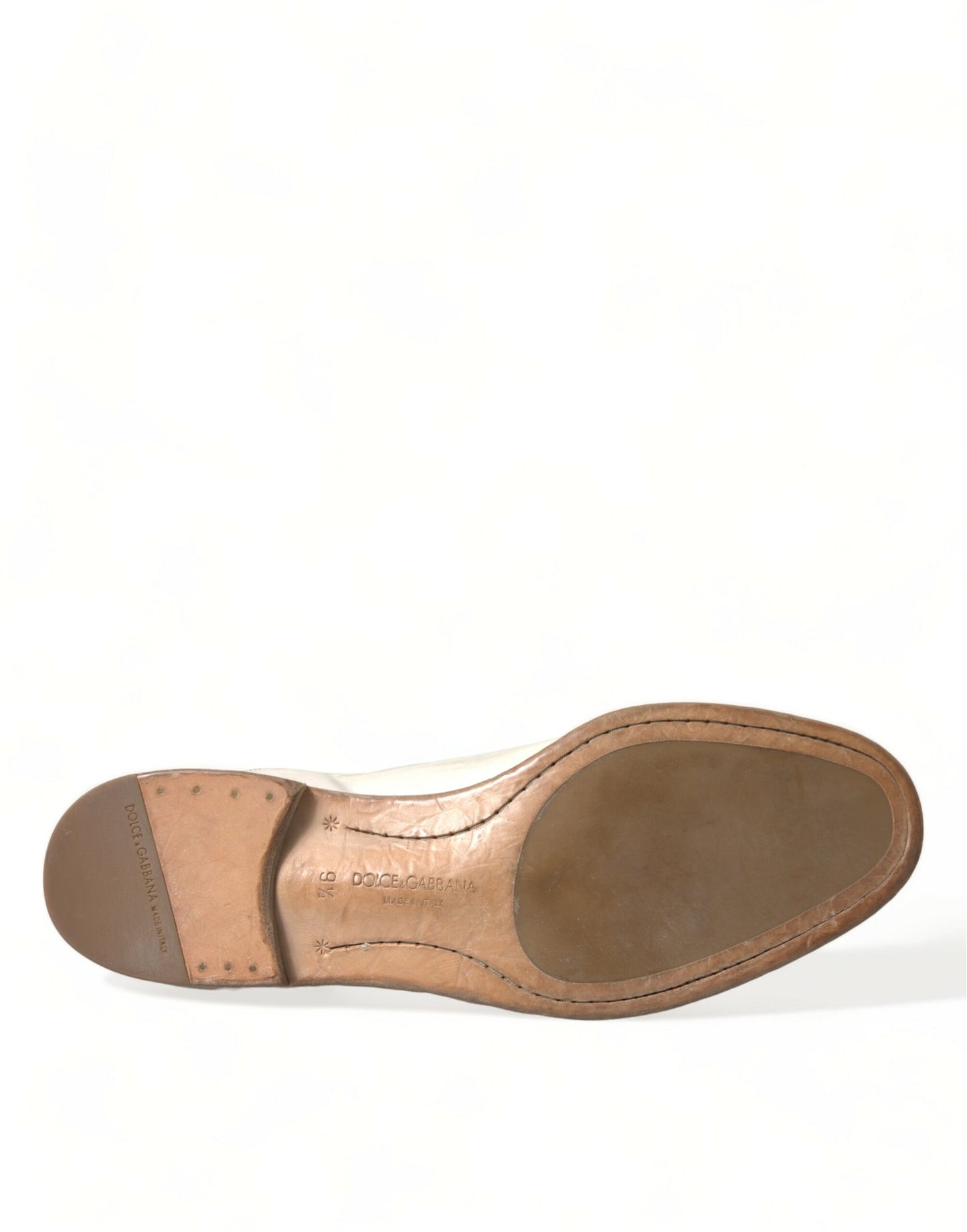 Dolce & Gabbana – Weiße Derby-Schuhe aus Distressed-Leder