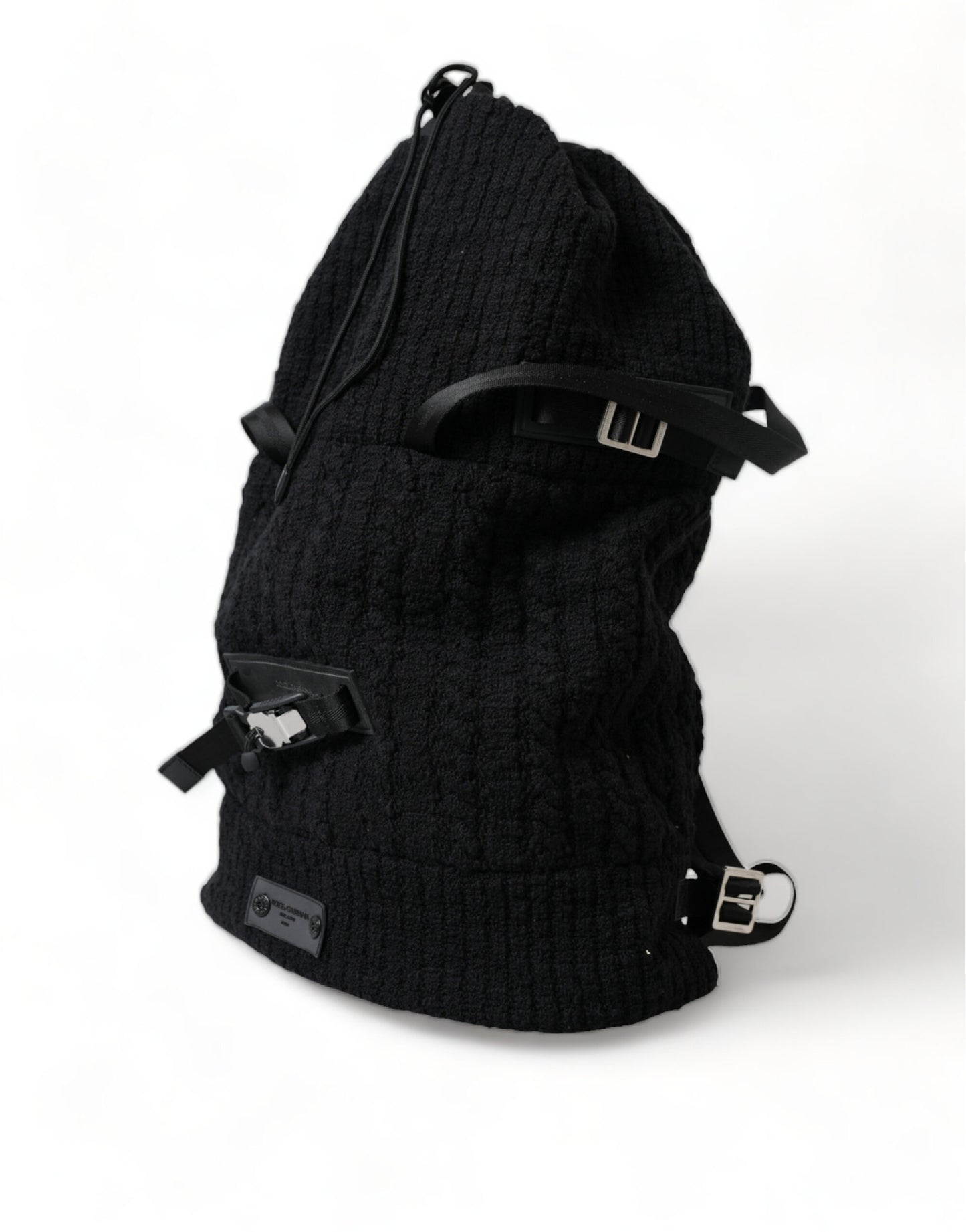 Dolce & Gabbana Schwarz Silber Wolle Zaino Tricot Rucksack Männer Tasche
