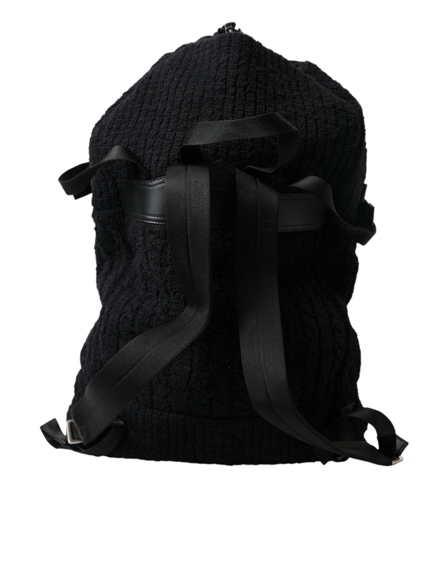 Dolce & Gabbana Schwarz Silber Wolle Zaino Tricot Rucksack Männer Tasche