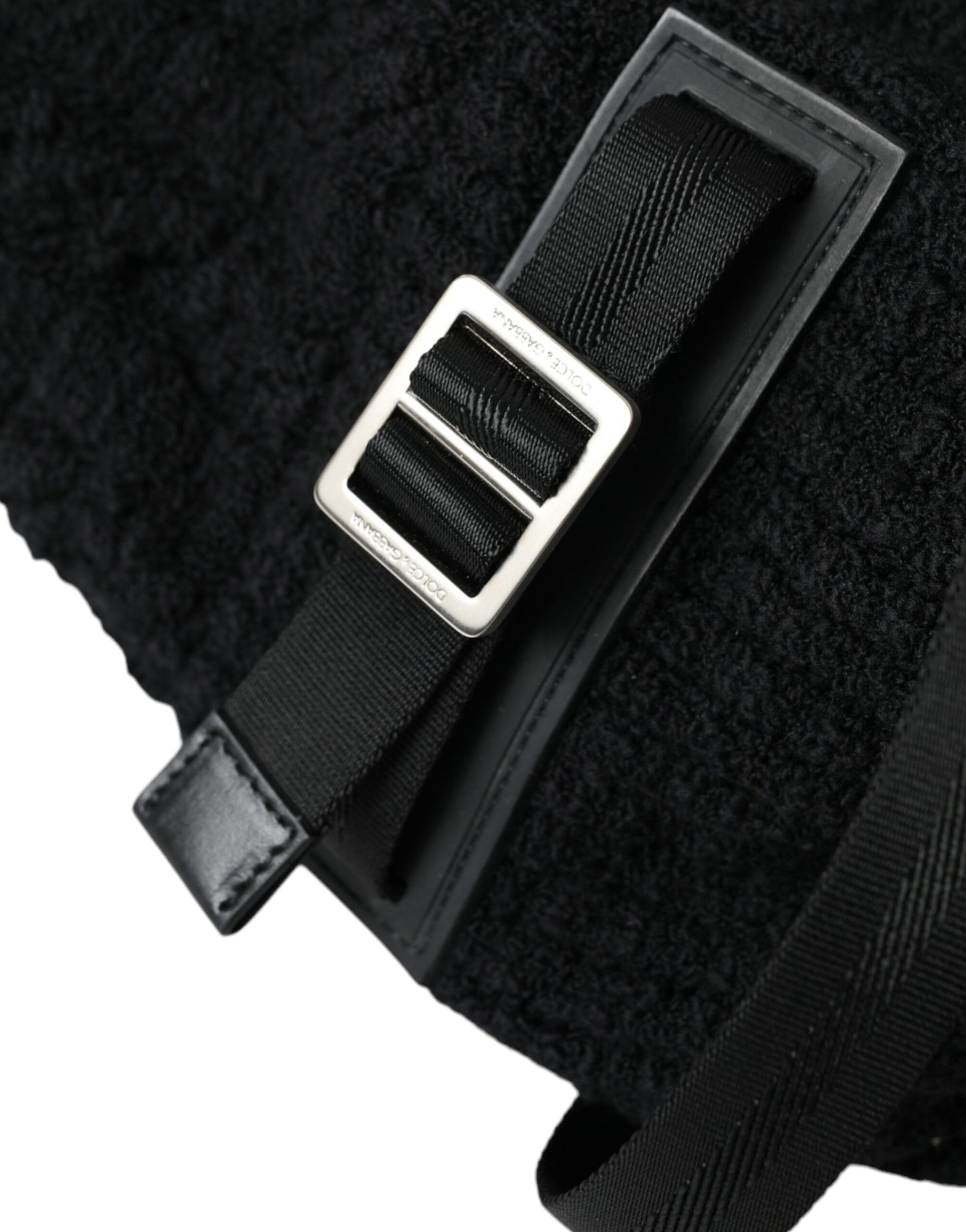 Dolce & Gabbana Schwarz Silber Wolle Zaino Tricot Rucksack Männer Tasche