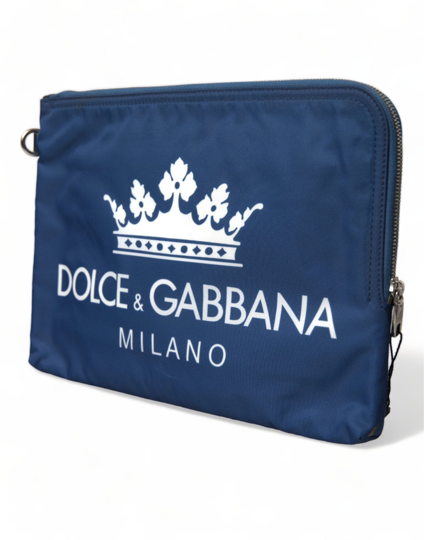 Dolce & Gabbana Blaue Clutch aus Nylon mit DG Milano-Print für Herren