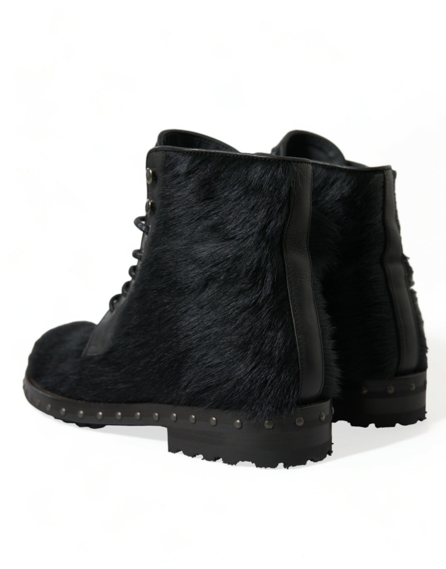 Dolce & Gabbana – Schwarze Stiefeletten aus Leder im Pony-Stil mit halbhohem Schaft