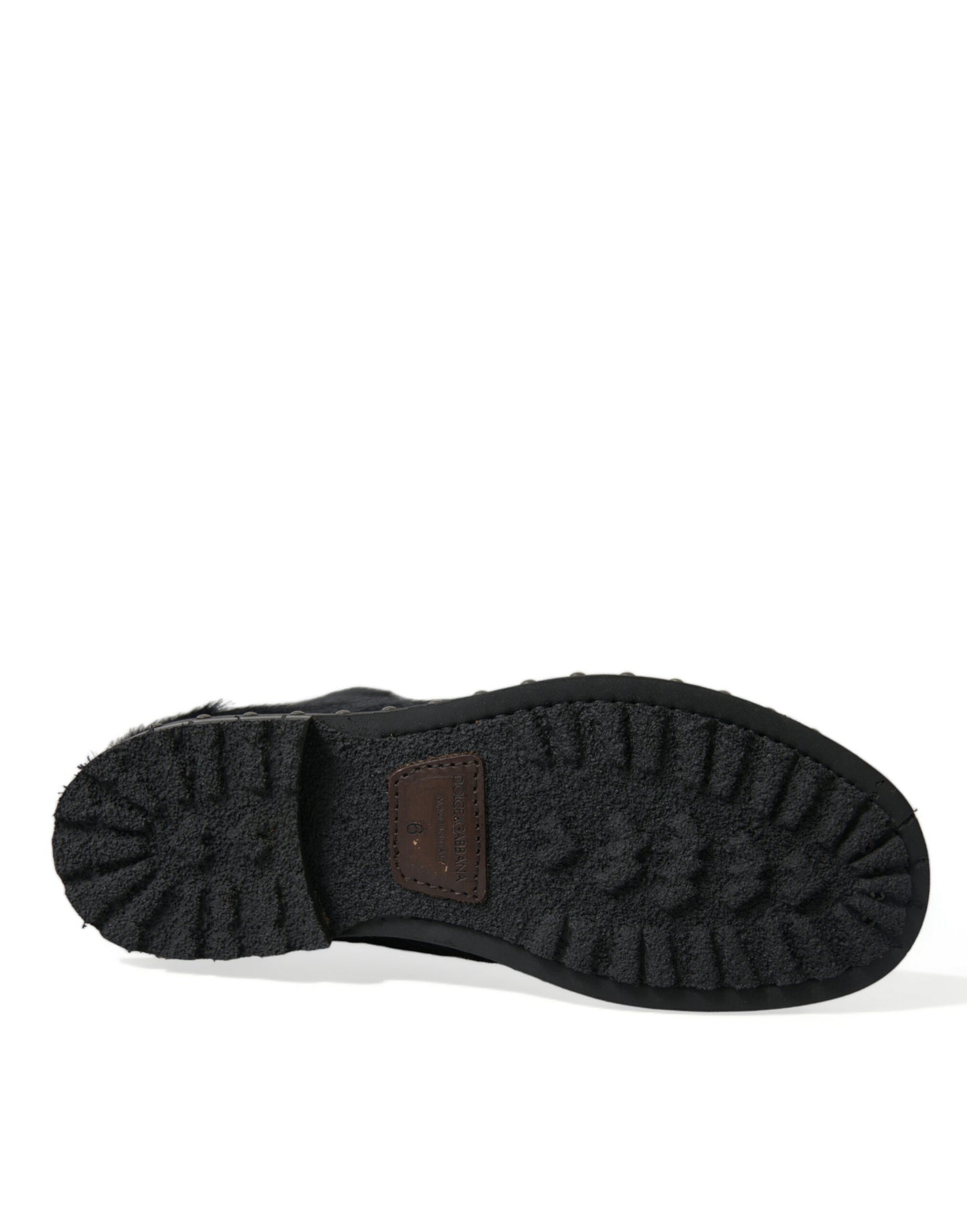 Dolce & Gabbana – Schwarze Stiefeletten aus Leder im Pony-Stil mit halbhohem Schaft