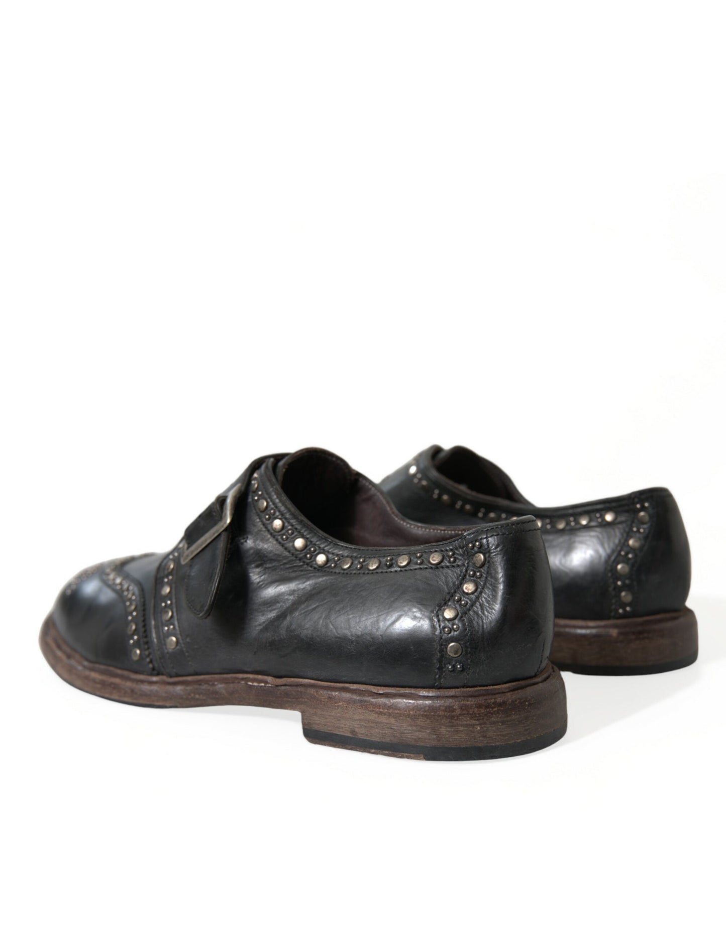 Dolce & Gabbana – Schwarze Monkstrap-Schuhe aus Leder mit Nieten