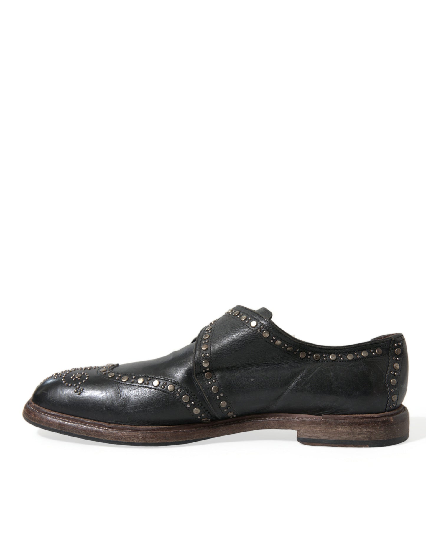 Dolce & Gabbana – Schwarze Monkstrap-Schuhe aus Leder mit Nieten