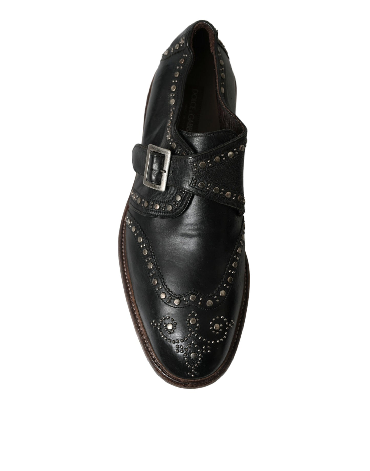 Dolce & Gabbana – Schwarze Monkstrap-Schuhe aus Leder mit Nieten