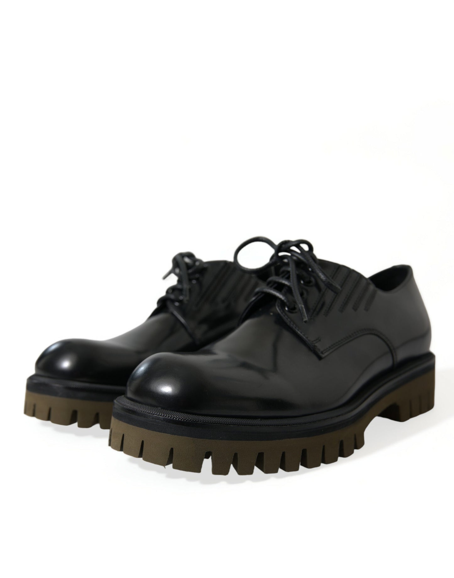 Dolce & Gabbana – Derby-Schnürschuhe aus schwarzem Leder für Herren