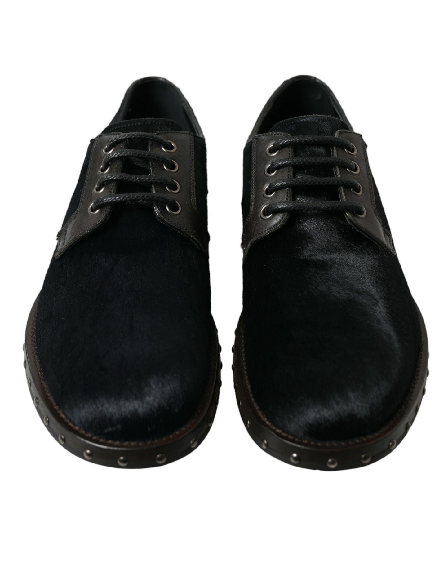 Dolce & Gabbana – Derby-Schuhe „SAN PIETRO“ aus stabilem Pelz in Schwarz