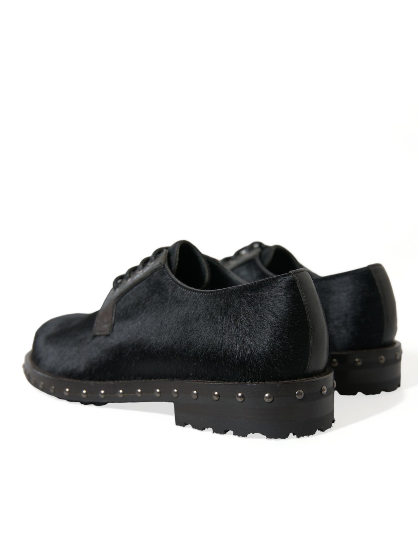 Dolce & Gabbana – Derby-Schuhe „SAN PIETRO“ aus stabilem Pelz in Schwarz