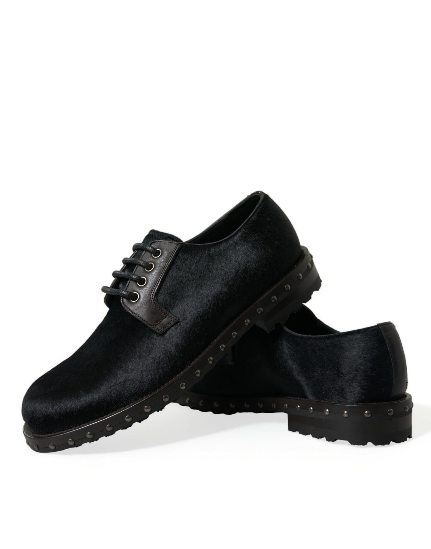 Dolce & Gabbana – Derby-Schuhe „SAN PIETRO“ aus stabilem Pelz in Schwarz