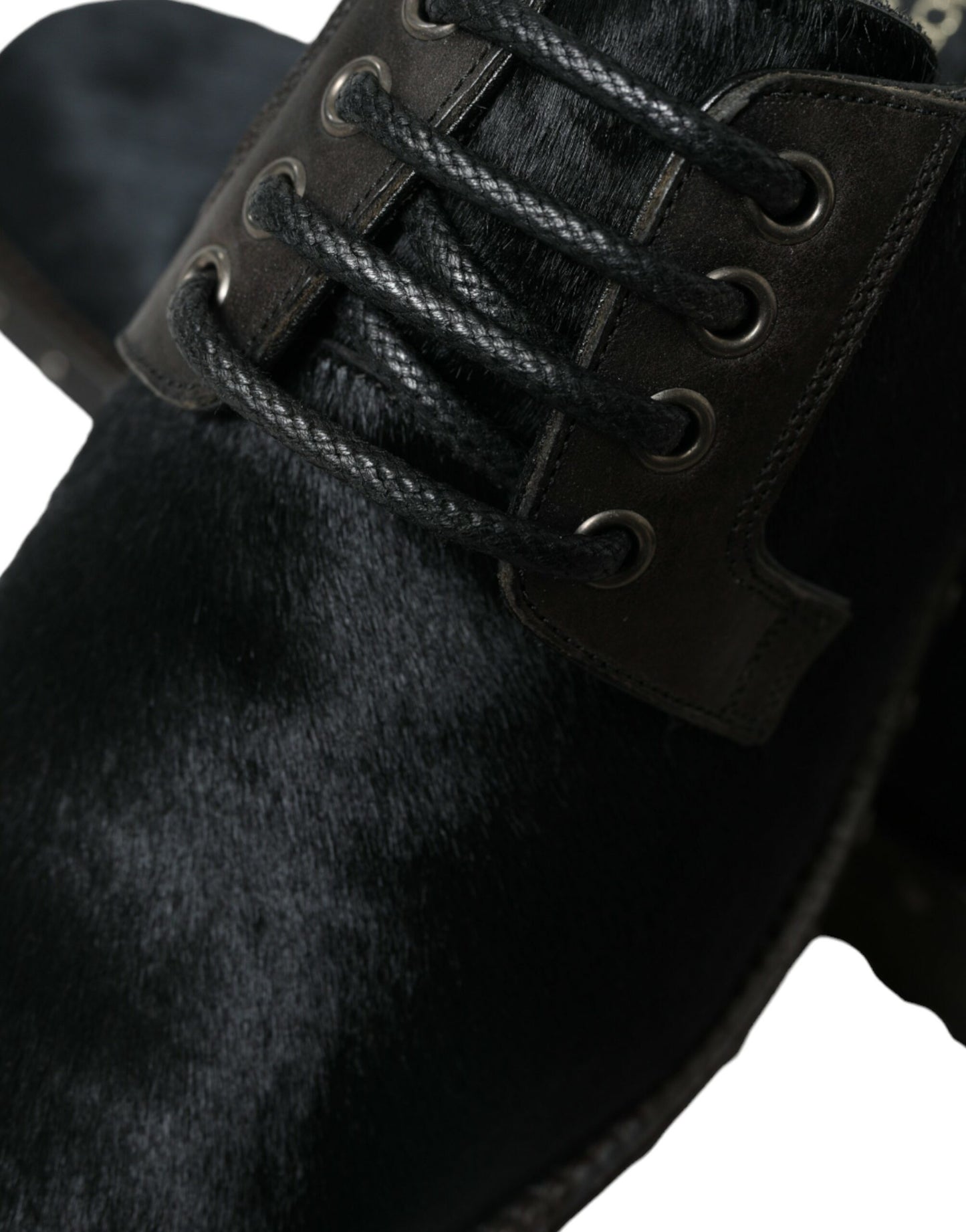 Dolce & Gabbana – Derby-Schuhe „SAN PIETRO“ aus stabilem Pelz in Schwarz