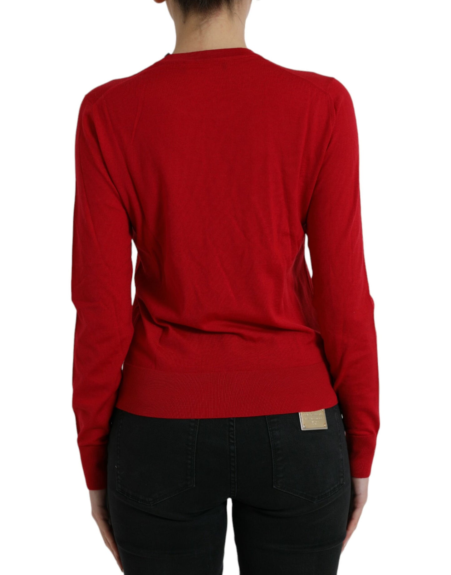 Dolce & Gabbana Roter Wollstrickpullover mit Rundhalsausschnitt