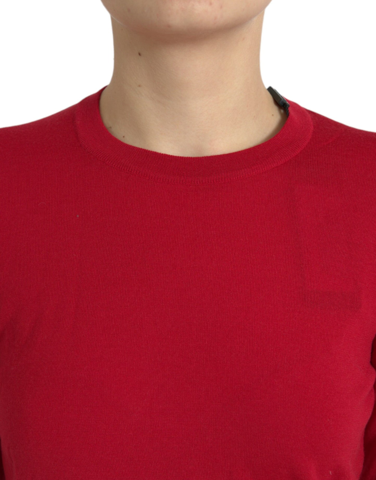 Dolce & Gabbana Roter Wollstrickpullover mit Rundhalsausschnitt