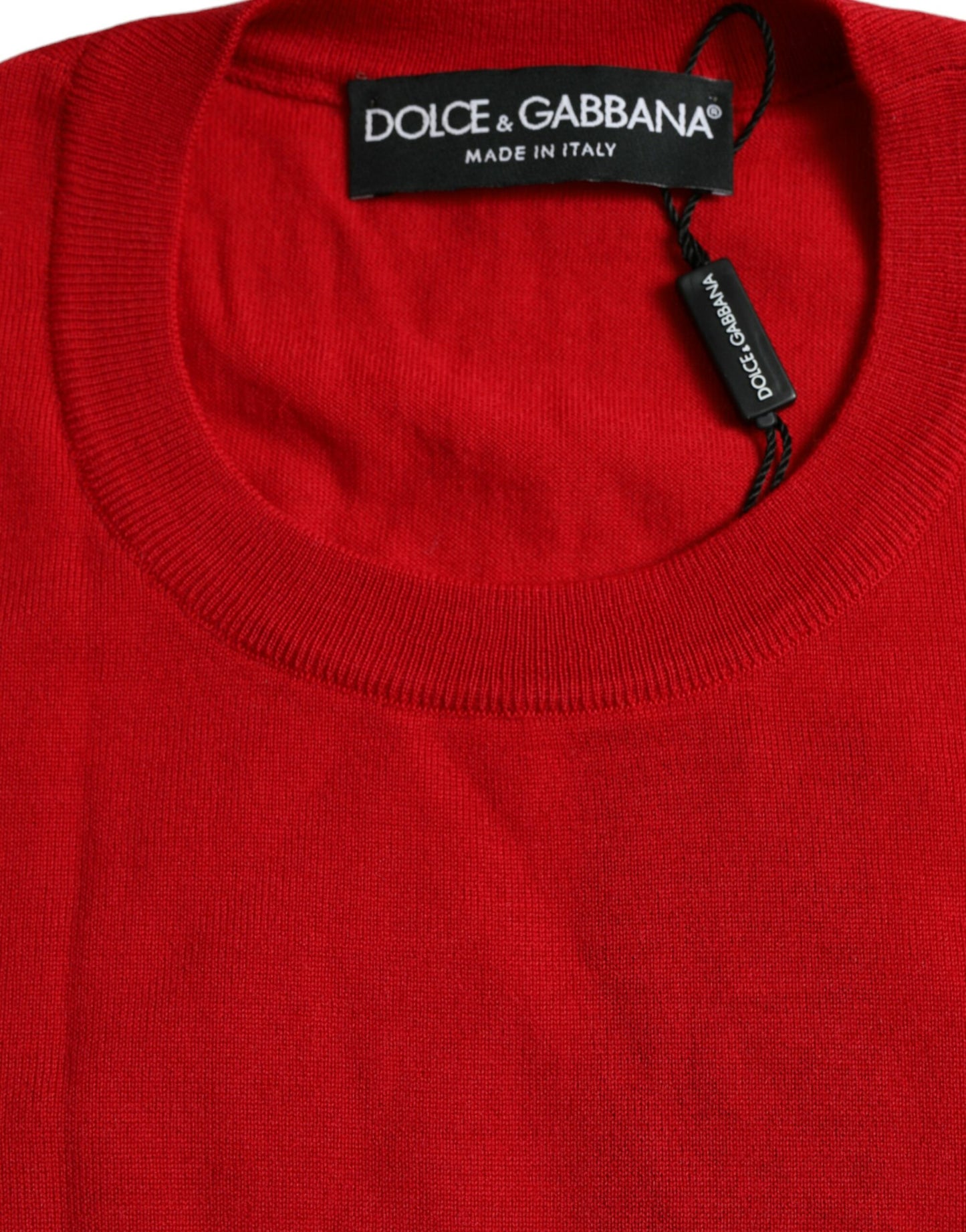 Dolce & Gabbana Roter Wollstrickpullover mit Rundhalsausschnitt