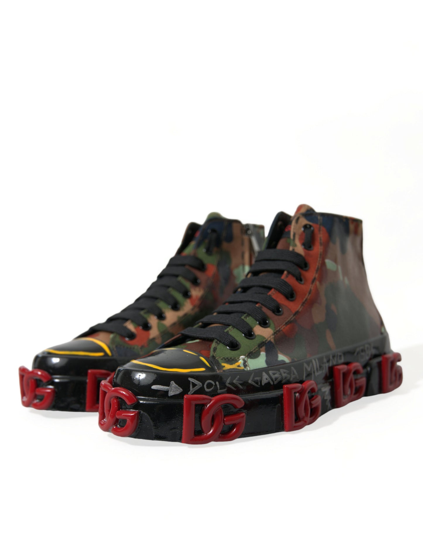 Dolce & Gabbana Multicolor Camouflage High Top Sneakers Schuhe