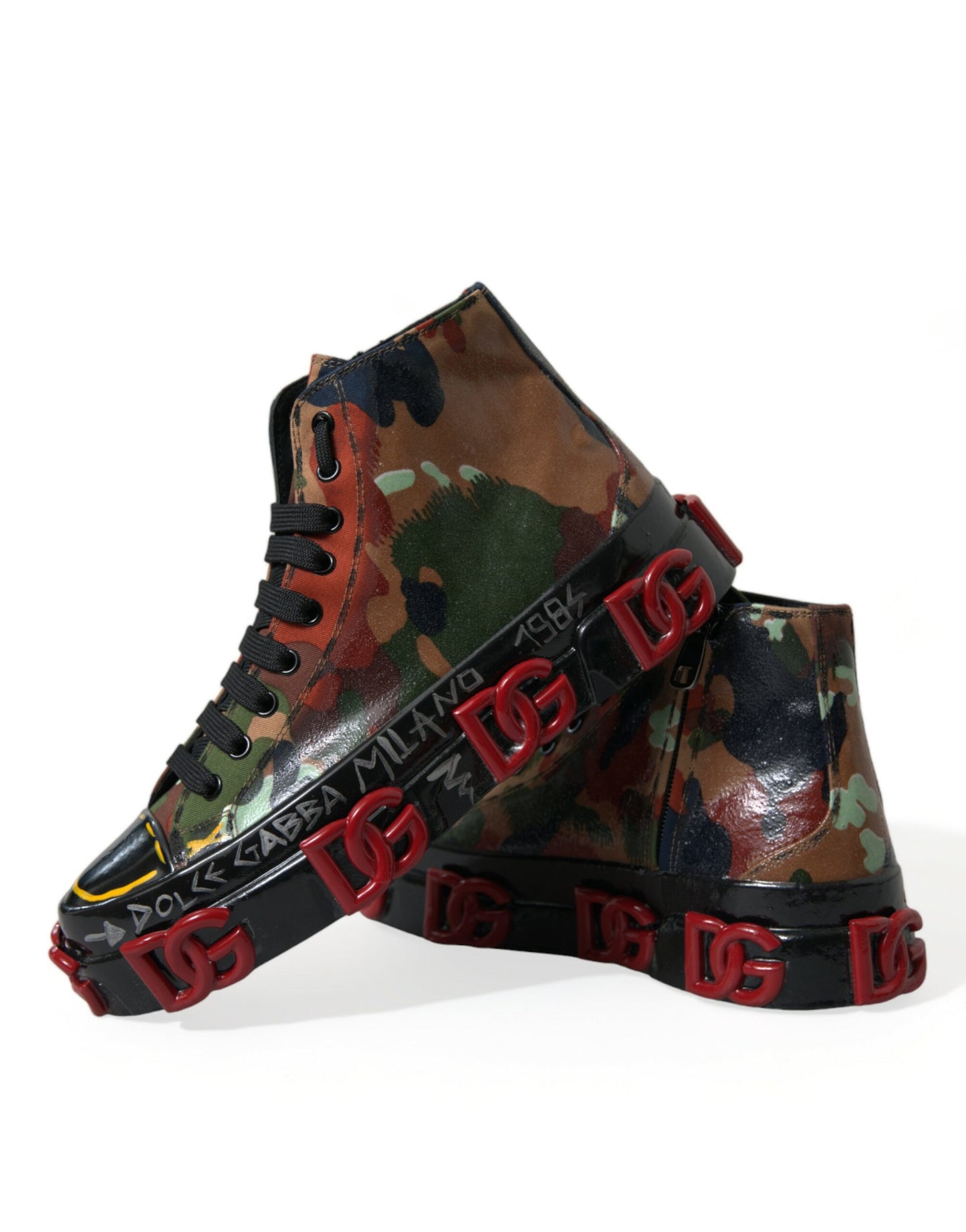 Dolce & Gabbana Multicolor Camouflage High Top Sneakers Schuhe