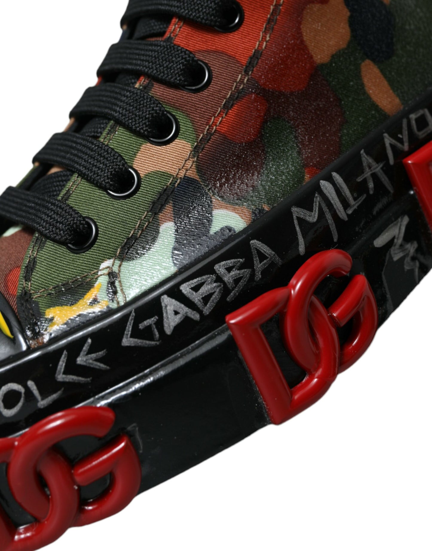 Dolce & Gabbana Multicolor Camouflage High Top Sneakers Schuhe
