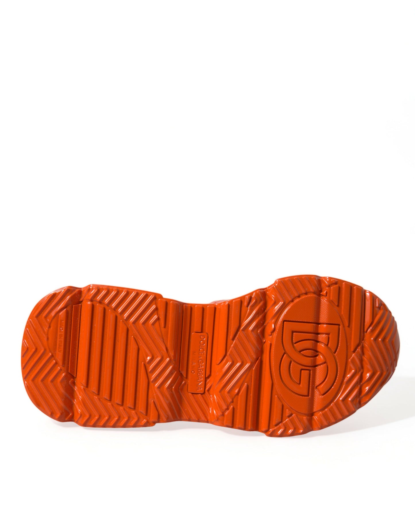 Dolce & Gabbana – Orangefarbene, klobige High-Top-Sneakers mit mehreren Einsätzen