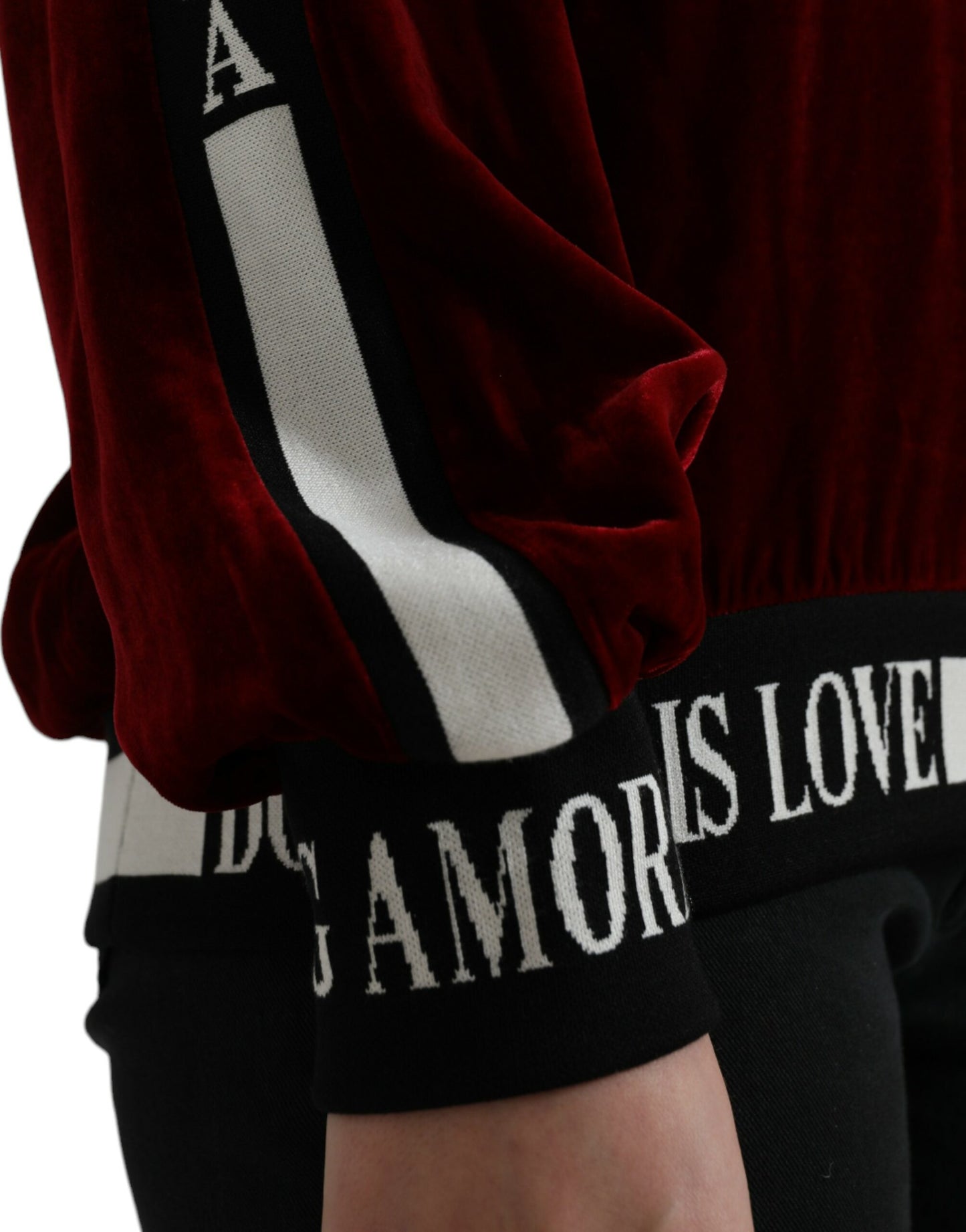 Dolce & Gabbana Bordeaux Samt Pullover mit Rundhalsausschnitt