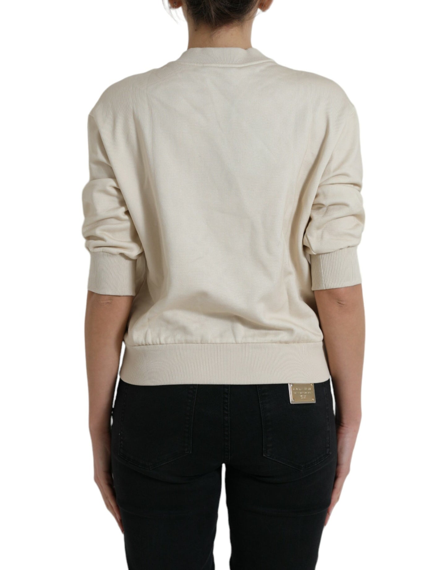 Dolce & Gabbana Beige Pullover aus Baumwolle mit Dschungel-Print