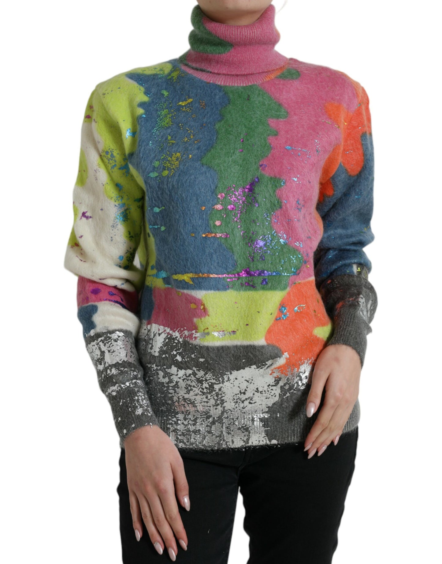 Dolce & Gabbana Mehrfarbiger Rollkragenpullover aus Mohair