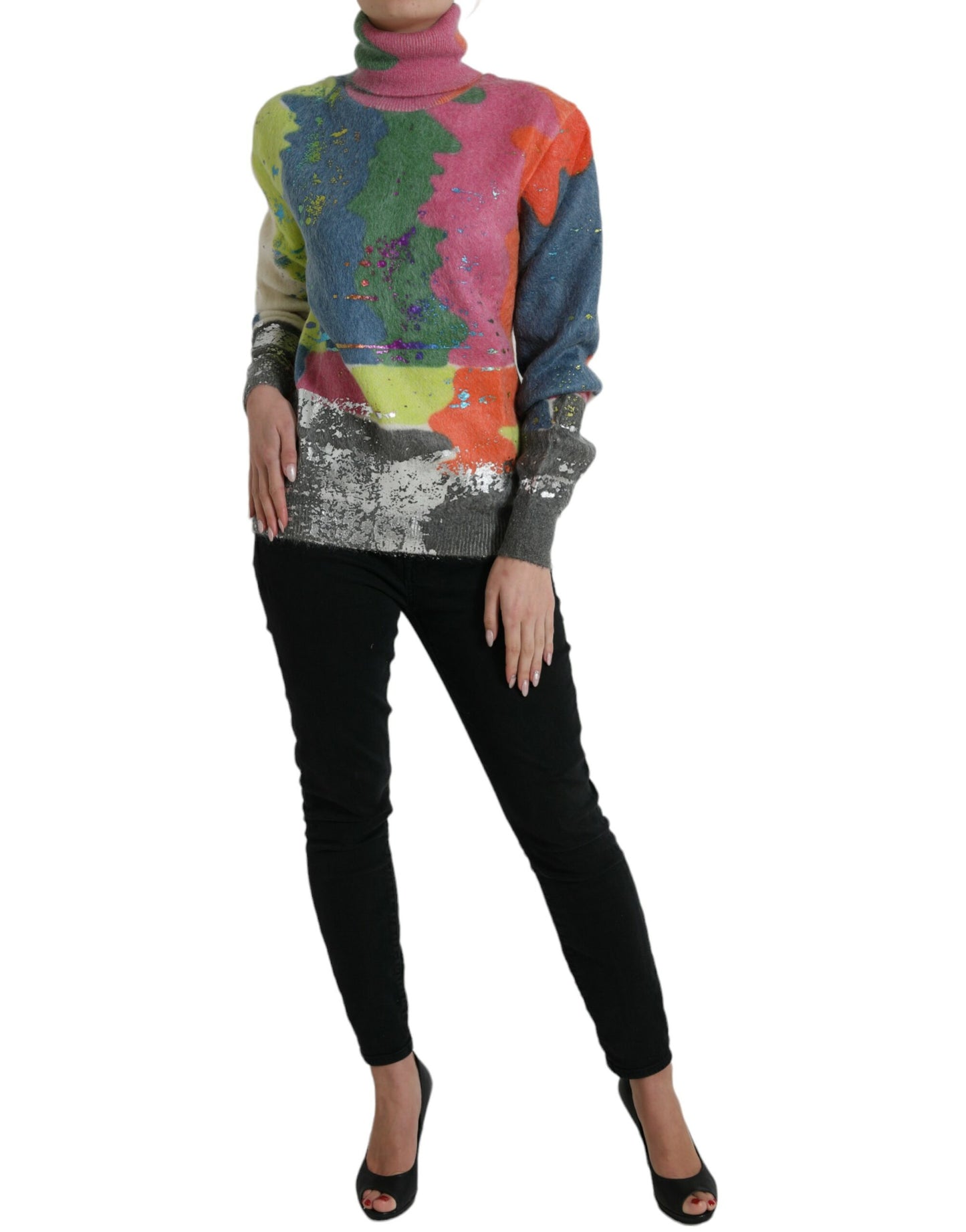 Dolce & Gabbana Mehrfarbiger Rollkragenpullover aus Mohair