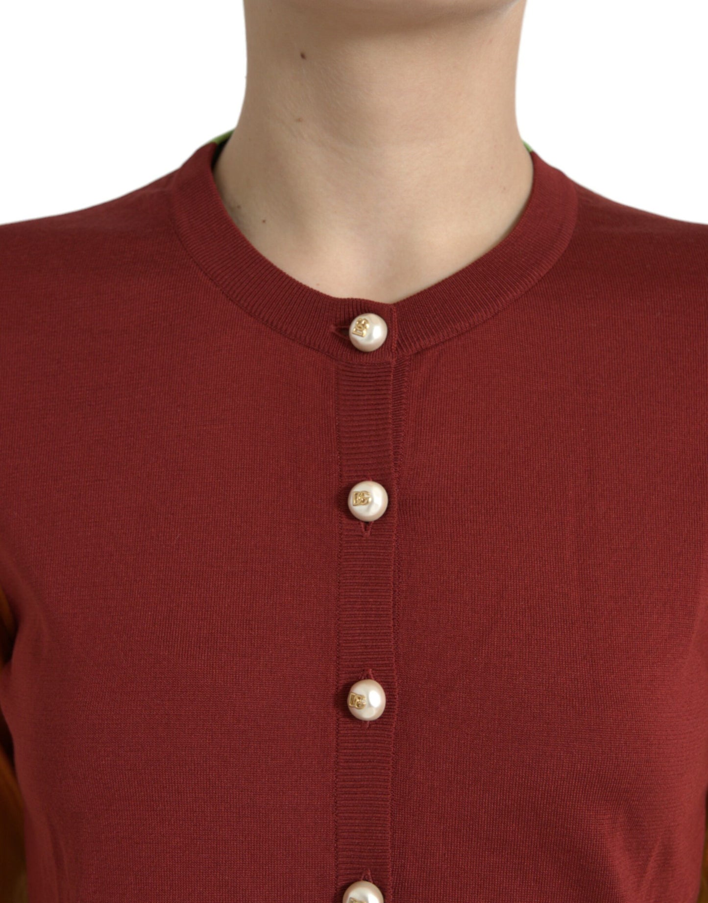 Dolce & Gabbana Mehrfarbiger Cardigan aus Seide mit Rundhalsausschnitt