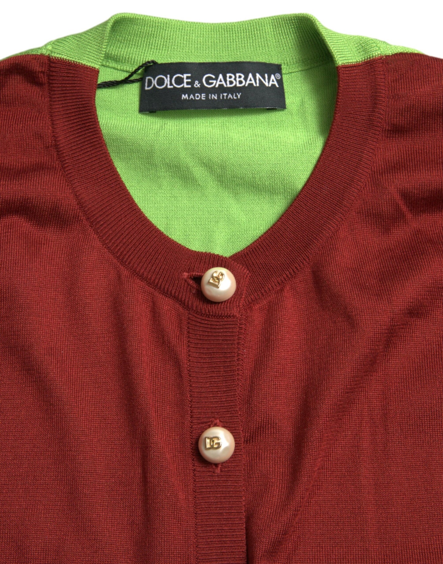 Dolce & Gabbana Mehrfarbiger Cardigan aus Seide mit Rundhalsausschnitt
