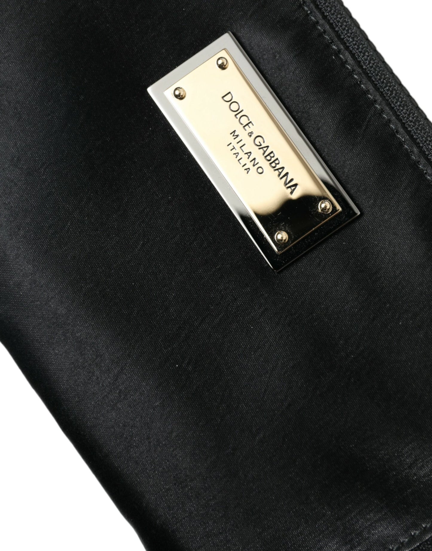 Dolce & Gabbana – Schwarze Clutch aus Nylon mit Schlüsselanhänger und Logo-Plakette