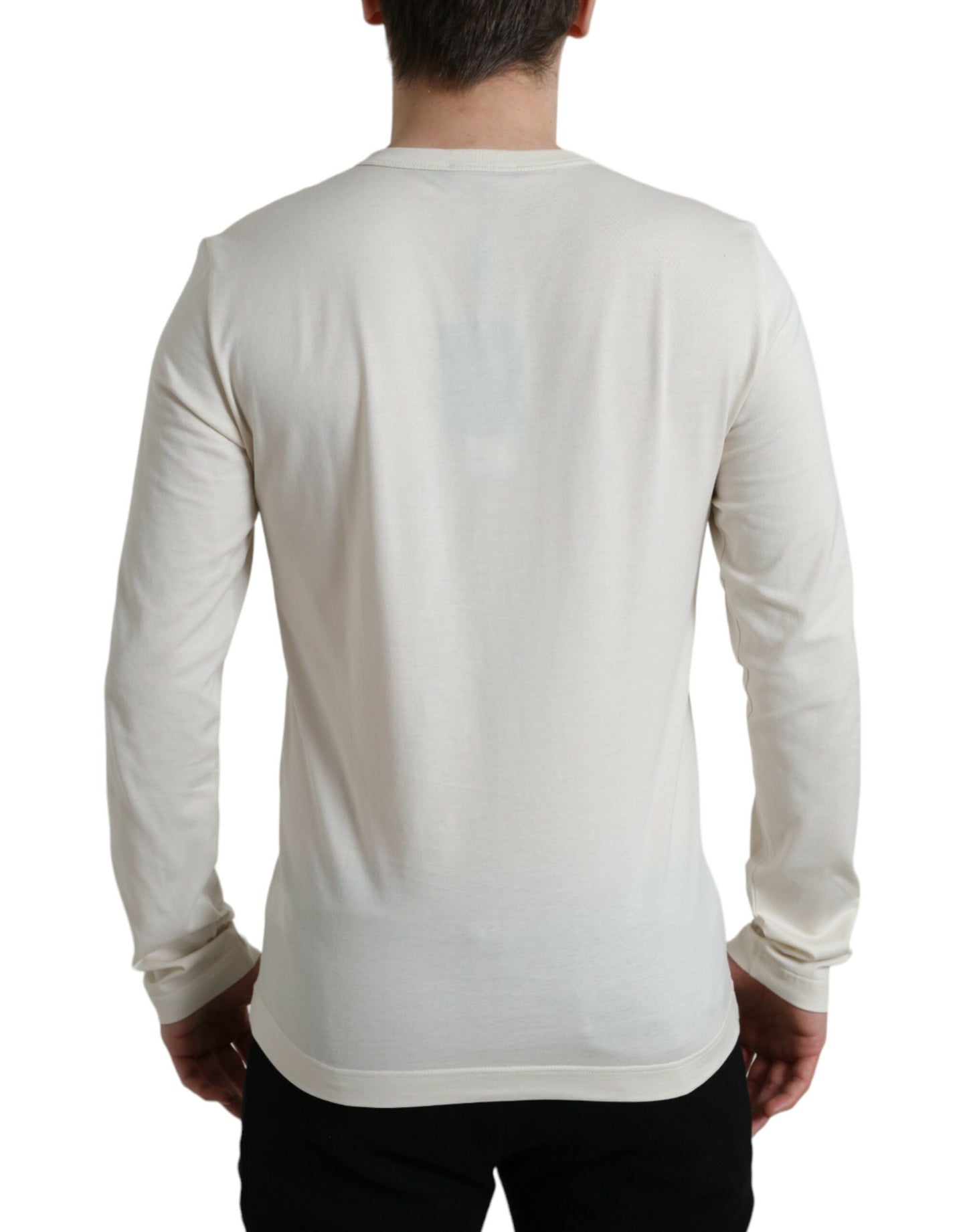 Dolce & Gabbana – Henley-Pullover aus Baumwolle in Off-White