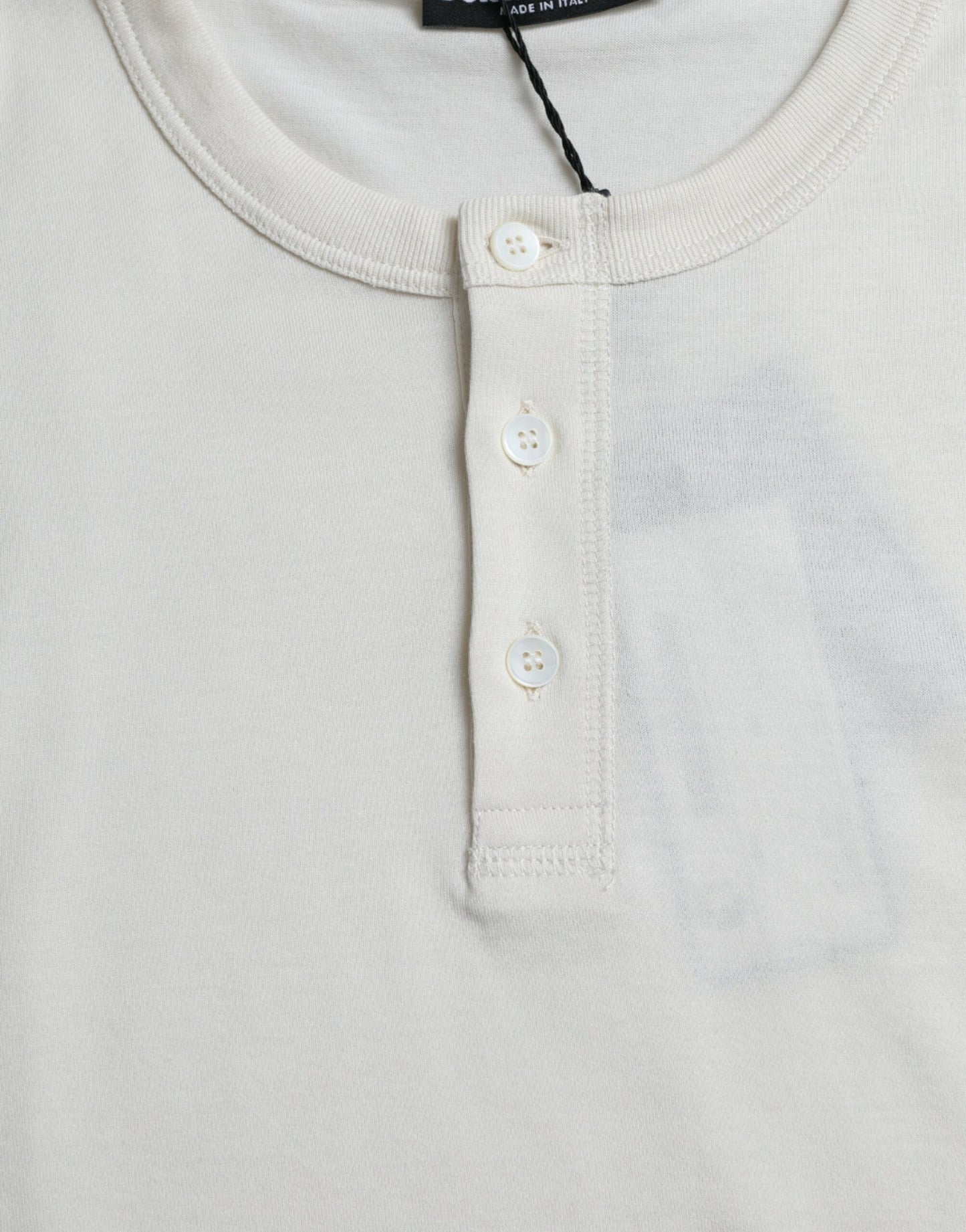Dolce & Gabbana – Henley-Pullover aus Baumwolle in Off-White