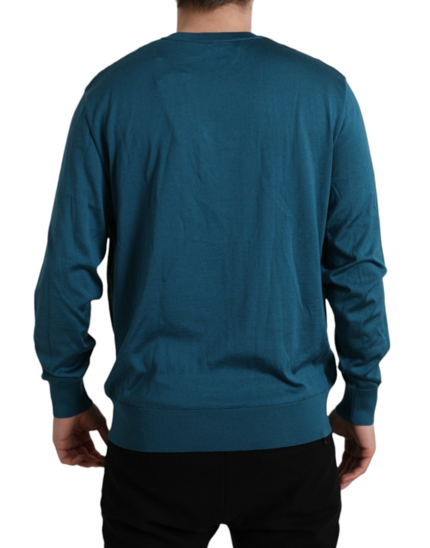 Dolce & Gabbana Grüner Pullover mit Pfauenfedern
