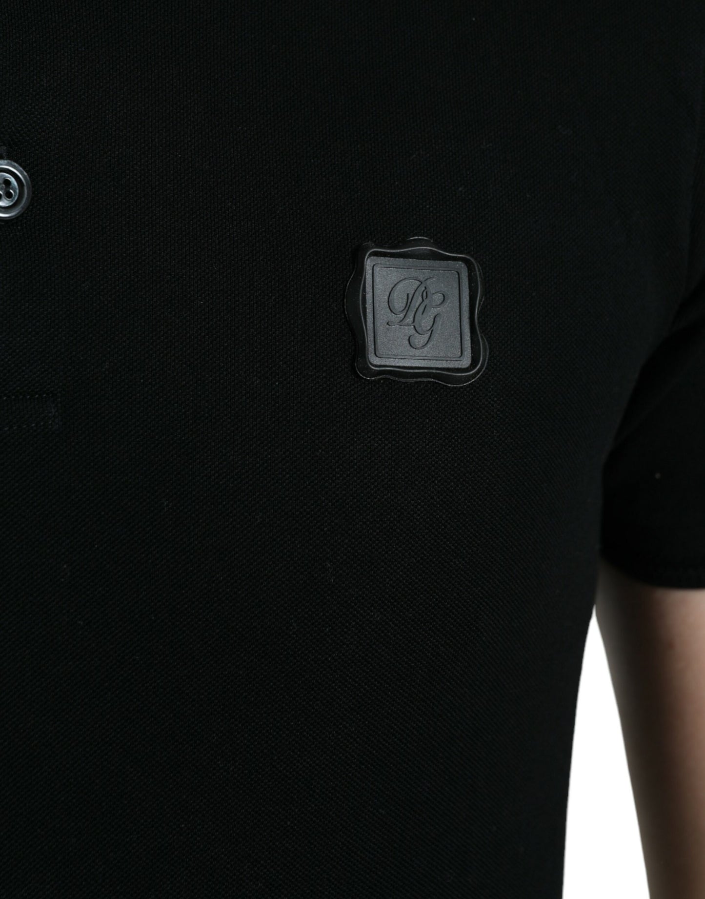 Dolce & Gabbana – Schwarzes, kurzärmliges T-Shirt mit Logo und Kragen