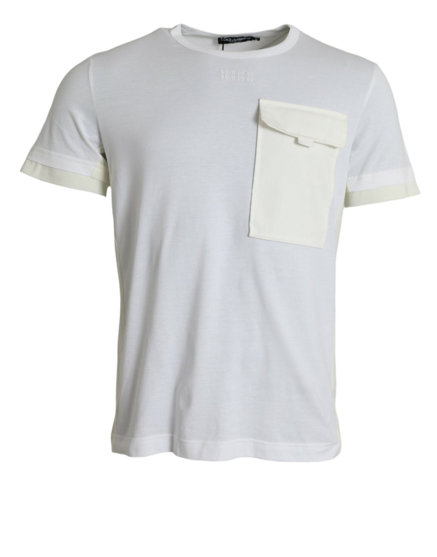 Dolce & Gabbana – Weißes T-Shirt mit kurzen Ärmeln aus Baumwolle mit Tasche