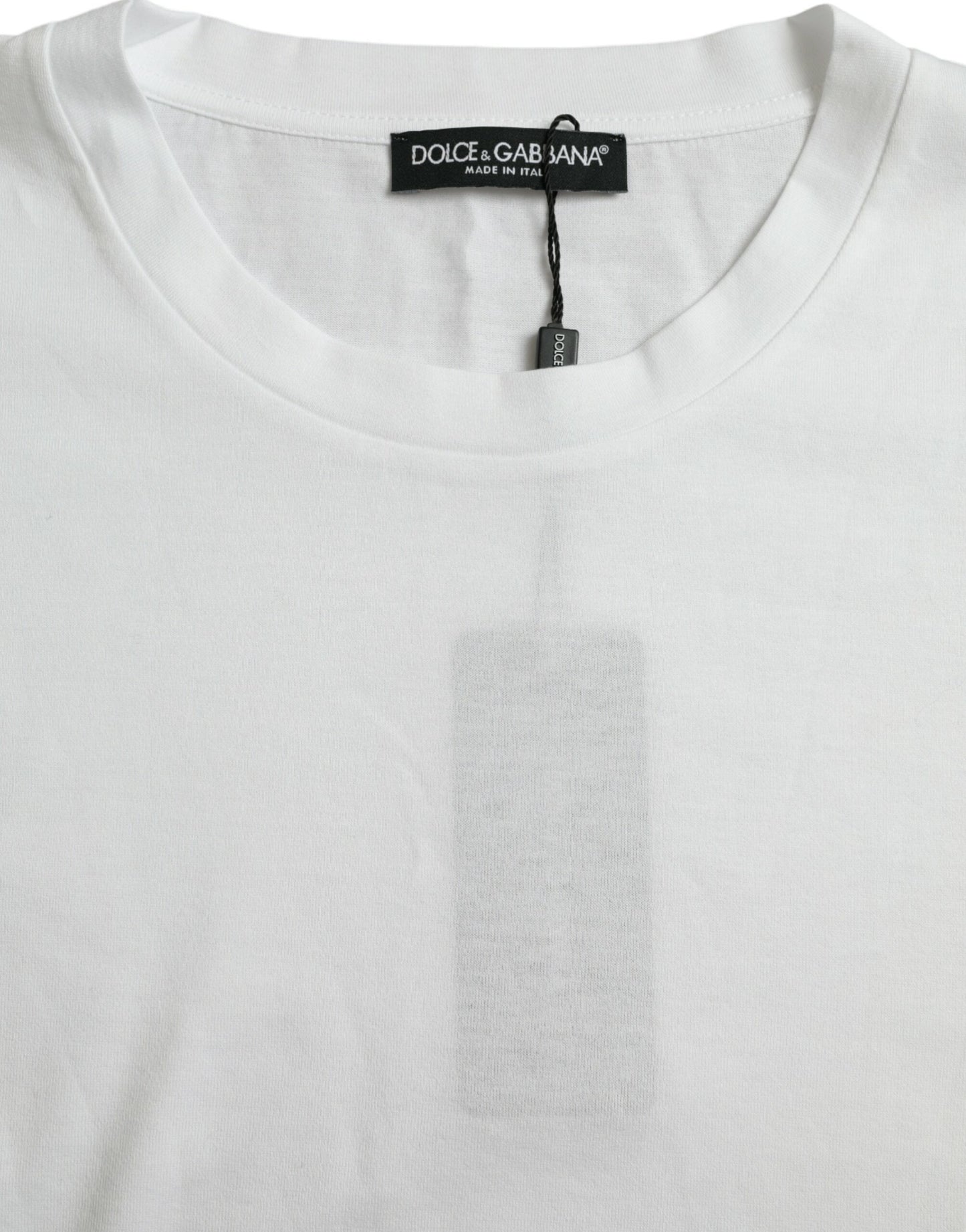 Dolce & Gabbana – Weißes T-Shirt aus Baumwolle mit kurzen Ärmeln und Rundhalsausschnitt