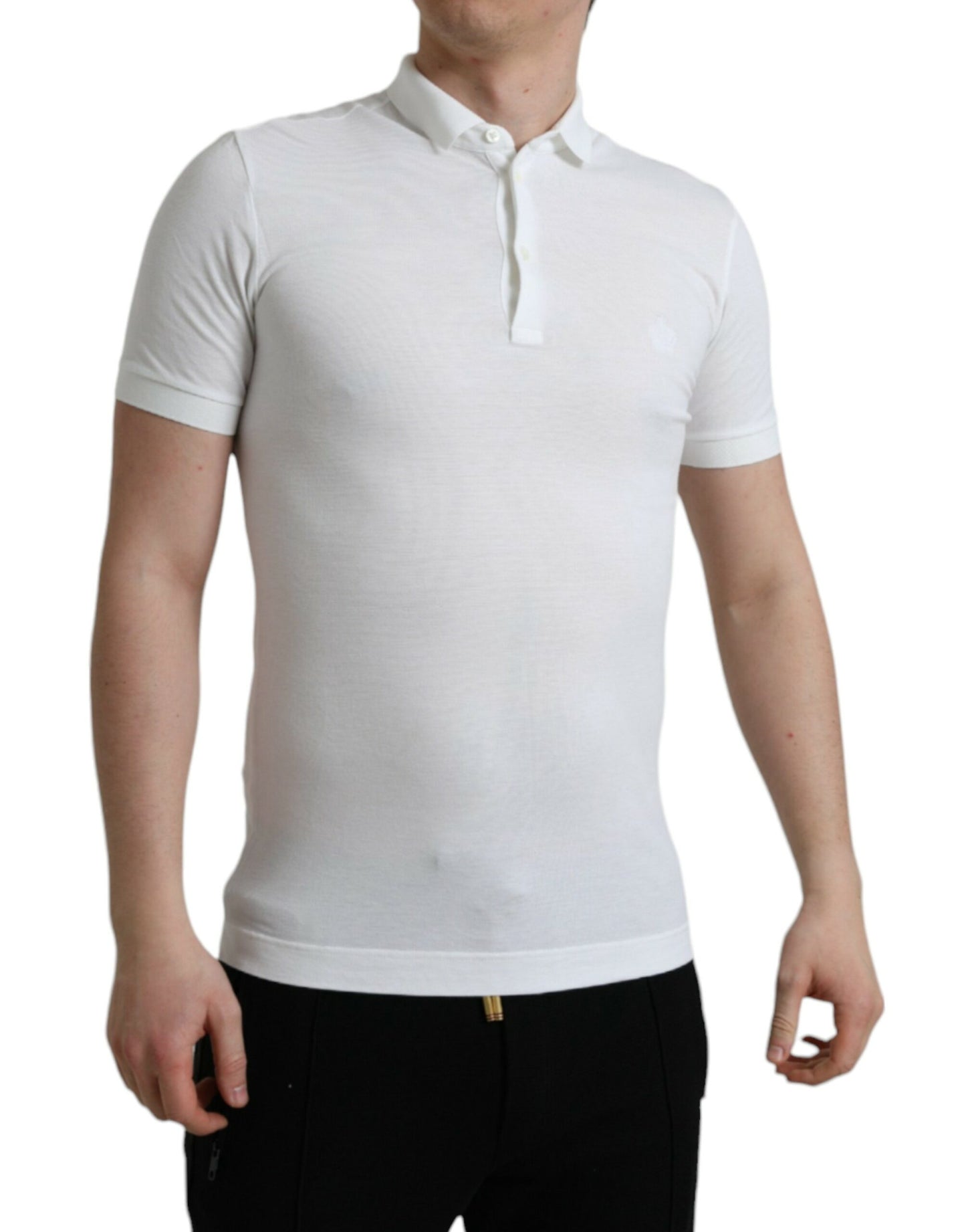 Dolce & Gabbana – Weißes, kurzärmliges T-Shirt mit Krone und Kragen