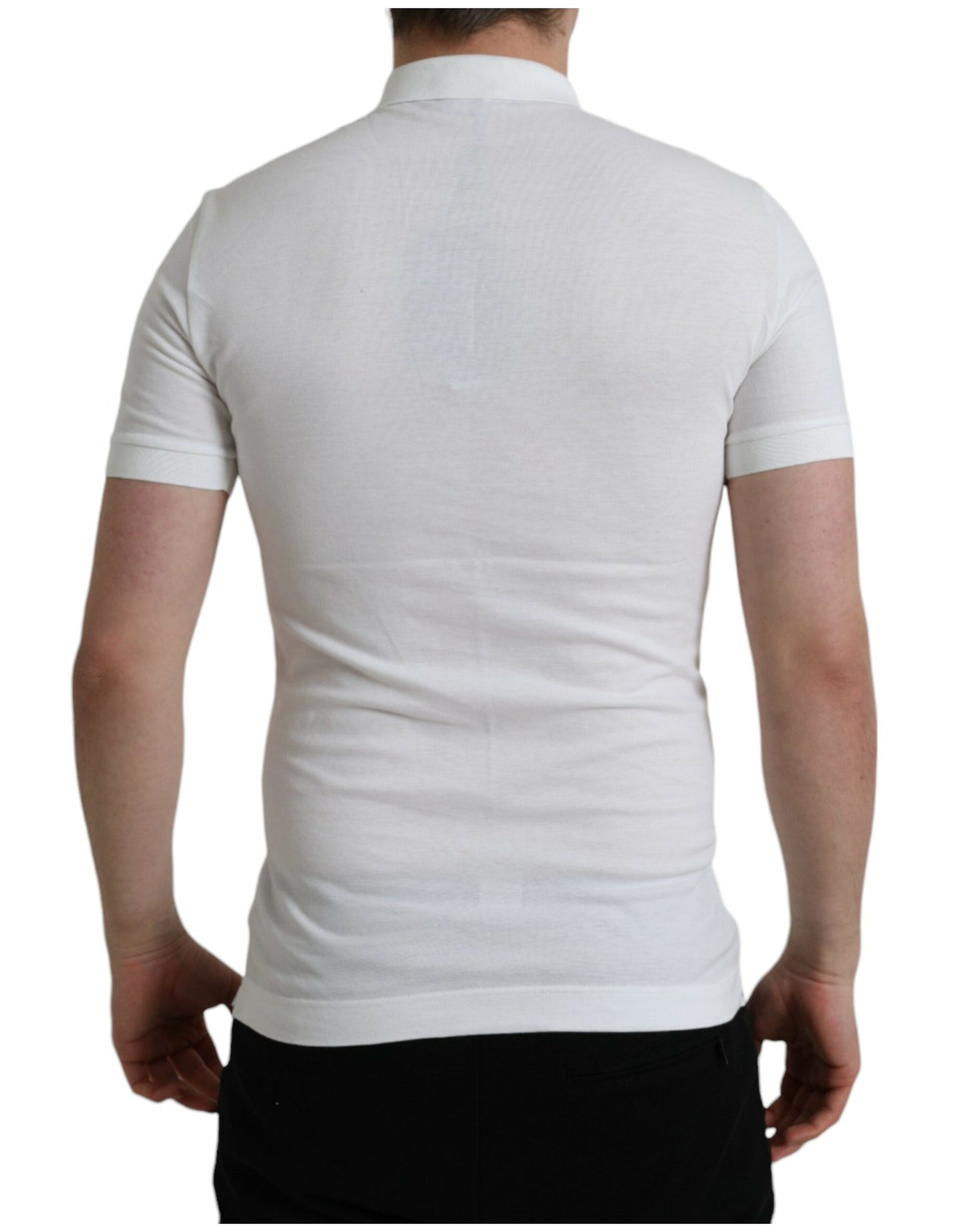 Dolce & Gabbana – Weißes, kurzärmliges T-Shirt mit Krone und Kragen
