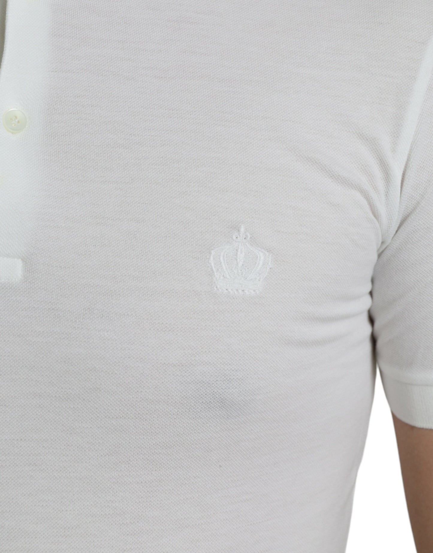 Dolce & Gabbana – Weißes, kurzärmliges T-Shirt mit Krone und Kragen