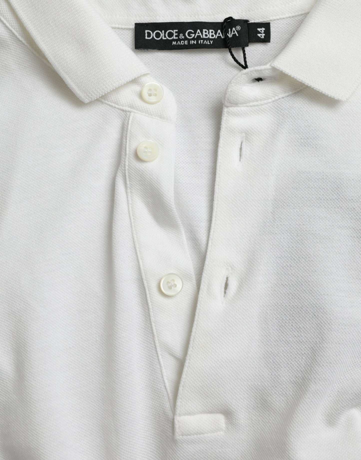 Dolce & Gabbana – Weißes, kurzärmliges T-Shirt mit Krone und Kragen